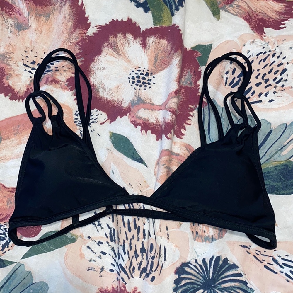 LA hearts black triangle swim top